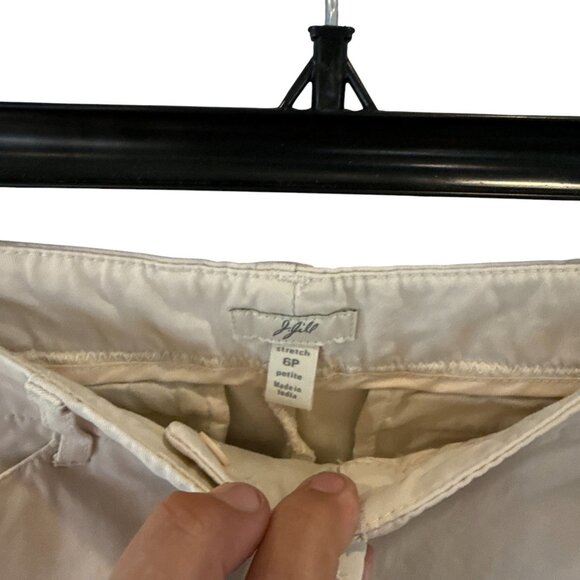 J Jill Stretch Ankle Pants White 6P Petite Cotton Cropped Trousers Chino Neutral - Picture 3 of 7